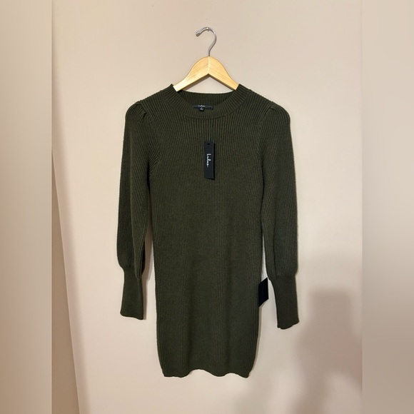 Lulus Women's S Olive Green Sweater Dress Long Sleeve Short NWTs - Picture 5 of 6